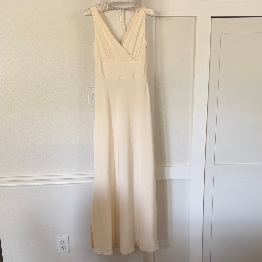J. Crew Silk Cream V-Neck Maxi Dress size 2